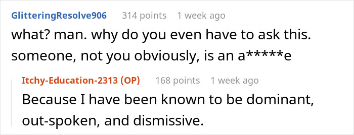 Screenshot of an online discussion about a woman refusing to be a prop in fianc&eacute;&rsquo;s weird mom fantasy involving a used wedding dress.