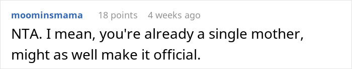 Screenshot of a forum comment discussing leaving a husband after he refused to help with their child. Screenshot of a forum comment discussing leaving a husband after he refused to help with their child.