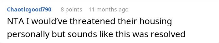 Screenshot of an online comment discussing police threats related to SIL&rsquo;s irresponsible parenting and family drama.