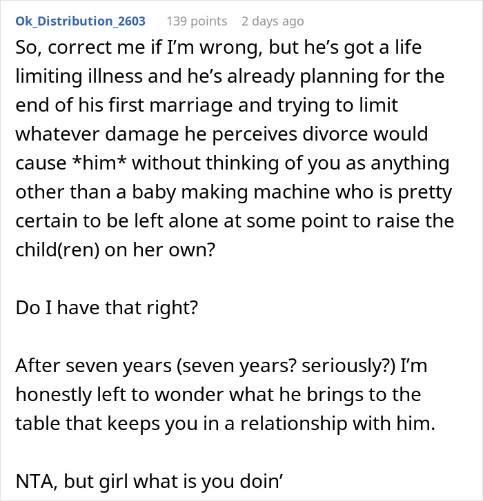 Screenshot of a Reddit comment discussing a woman open to having kids despite boyfriend’s no interest in marriage. Screenshot of a Reddit comment discussing a woman open to having kids despite boyfriend’s no interest in marriage.