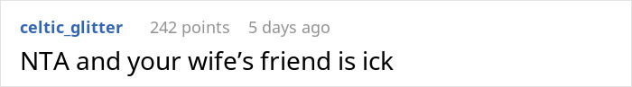 Screenshot of a Reddit comment discussing a man kicking out his wife&rsquo;s best friend after a controversial joke.