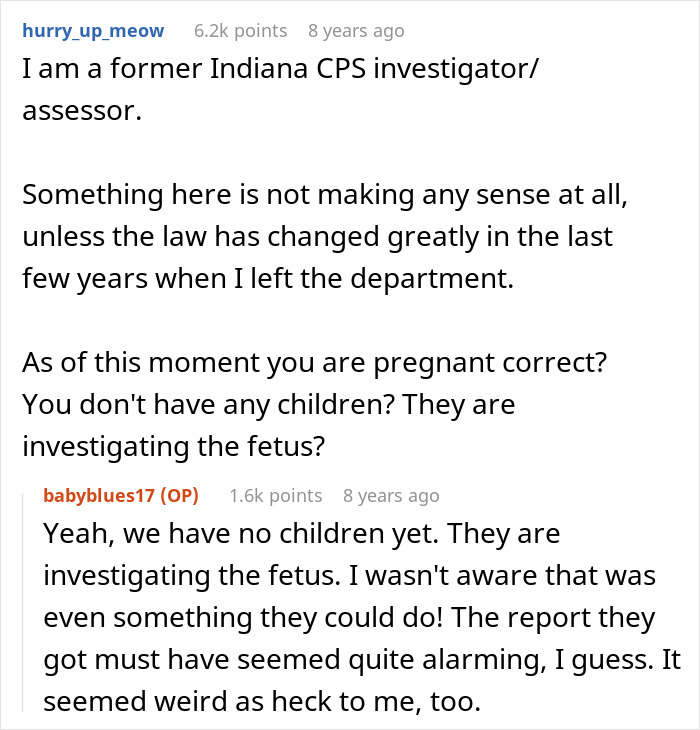 Pregnant woman worried as caseworker questions if they can take baby home after delivery in child investigation case.