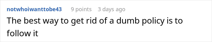 Screenshot of an online comment discussing a policy about not filling empty shelves and its impact on sales.