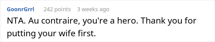 Comment highlighting support for prioritizing a wife over a difficult mother-in-law who annoys a new mom late at night. Comment highlighting support for prioritizing a wife over a difficult mother-in-law who annoys a new mom late at night.