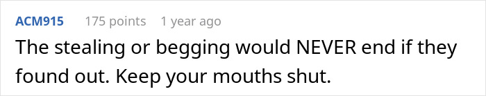 Comment on a forum thread warning about keeping wealth hidden to avoid theft or begging from dysfunctional families. Comment on a forum thread warning about keeping wealth hidden to avoid theft or begging from dysfunctional families.