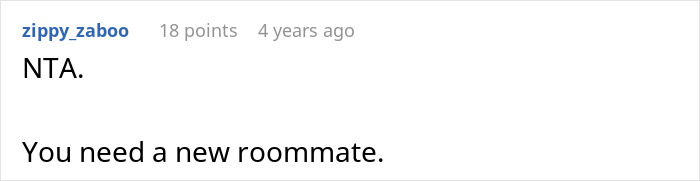 Screenshot of an online comment where a user tells someone they need a new roommate after being left to babysit girlfriend&rsquo;s kids.