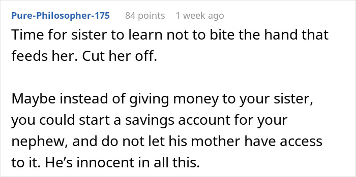 Comment discussing woman calls sister an idiot and refusing to help with debts years ago situation. Comment discussing woman calls sister an idiot and refusing to help with debts years ago situation.