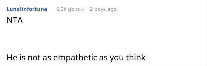 Screenshot of a forum comment saying He is not as empathetic as you think, related to stopping boyfriend&rsquo;s proposal.
