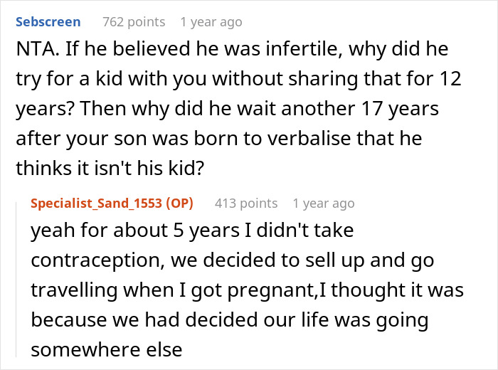 Comments discussing a woman’s marriage trouble after her husband demands a paternity test for their teen son. Comments discussing a woman’s marriage trouble after her husband demands a paternity test for their teen son.