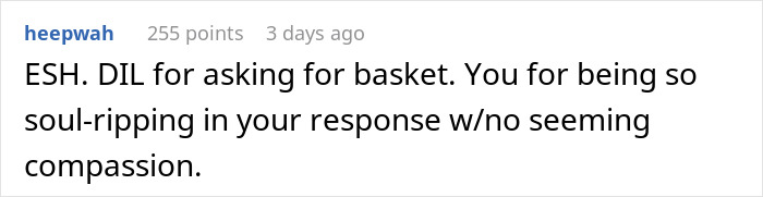 Reddit comment discussing a dog mom DIL demanding equal treatment from MIL after being skipped for Mother’s Day gifting. Reddit comment discussing a dog mom DIL demanding equal treatment from MIL after being skipped for Mother’s Day gifting.