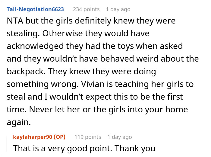 Reddit comment discussing demanding to check brother’s girlfriend’s bags due to suspected stealing and boundary setting. Reddit comment discussing demanding to check brother’s girlfriend’s bags due to suspected stealing and boundary setting.