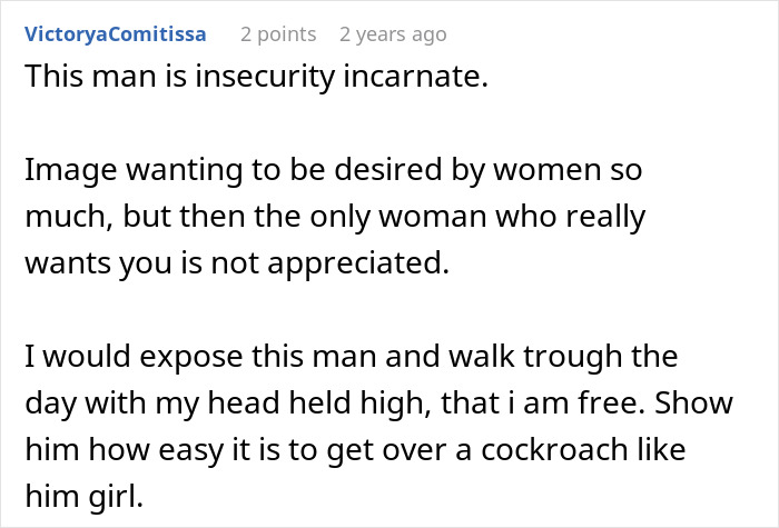 Comment expressing insecurity and jealousy related to a husband led on a girl for years at their wedding.