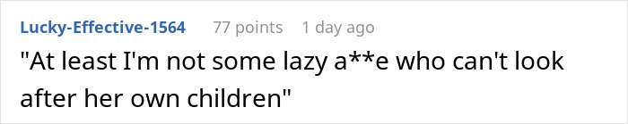 Reddit comment showing a person asking to be paid for babysitting niece and nephew, facing sister's harsh reaction.