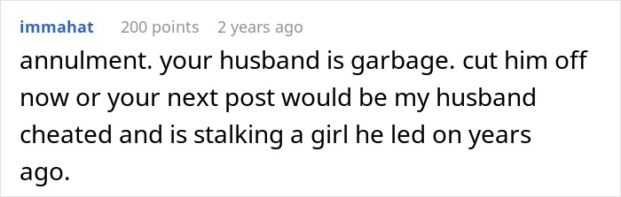 Comment about husband jealousy and girl he led on for years shown as a social media text post.