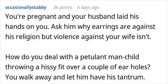 Text post discussing a dad throwing a fit over his wife taking their daughter to get her ears pierced. Text post discussing a dad throwing a fit over his wife taking their daughter to get her ears pierced.