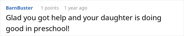 Screenshot of an online comment expressing relief and happiness that a man raising his newborn alone received help and his daughter is thriving.