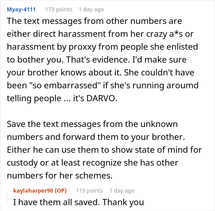 Screenshot of an online discussion about demanding to check brother’s girlfriend’s bags before leaving the house. Screenshot of an online discussion about demanding to check brother’s girlfriend’s bags before leaving the house.