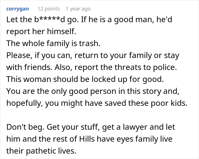Reddit comment discussing a woman served with divorce papers six months after giving birth for caring for sister-in-law&rsquo;s kids.
