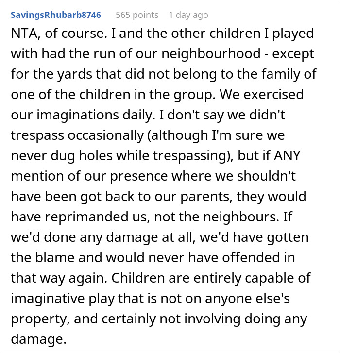 Neighbor child digging in yard causing damage, ruining lawn, and creating conflict between families.