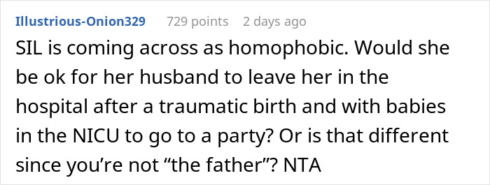 Screenshot of a Reddit comment discussing whether posting SIL&rsquo;s texts online and making her look bad is justified.