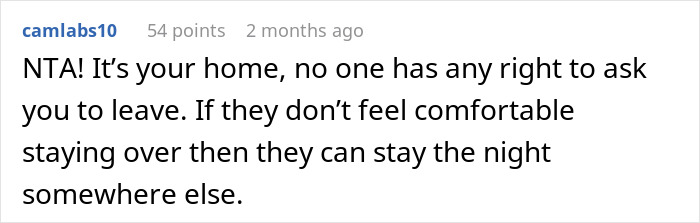 Comment on a forum discussing a student asked to leave house during roommate&rsquo;s party and guest comfort concerns.