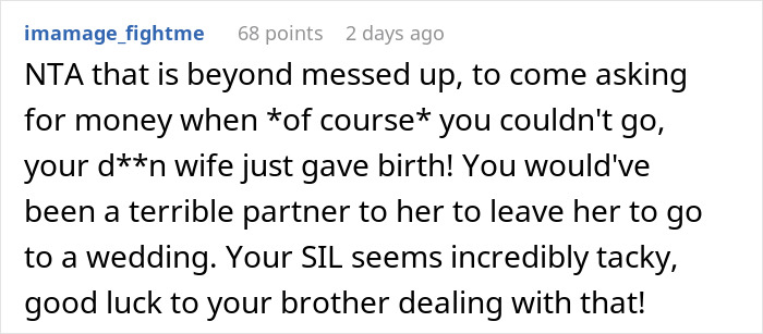 Screenshot of a Reddit comment discussing the conflict involving posting screenshots of SIL's texts online.