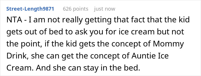 Screenshot of a Reddit comment discussing how eating ice cream every night can complicate parenting and family dynamics. Screenshot of a Reddit comment discussing how eating ice cream every night can complicate parenting and family dynamics.