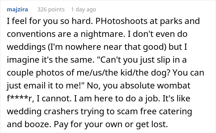 Entitled mom interrupts couple&rsquo;s photoshoot to harass photographer for free kids pictures at a park session.