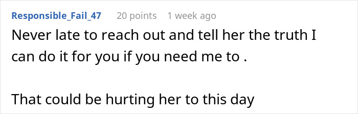 Screenshot of a Reddit comment discussing confessing truth related to faking a twin brother to ghost a girl. Screenshot of a Reddit comment discussing confessing truth related to faking a twin brother to ghost a girl.