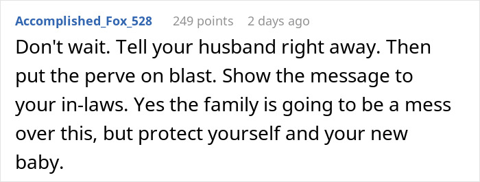 Screenshot of a forum comment advising to tell husband and protect family while man signs up to serve his country. Screenshot of a forum comment advising to tell husband and protect family while man signs up to serve his country.
