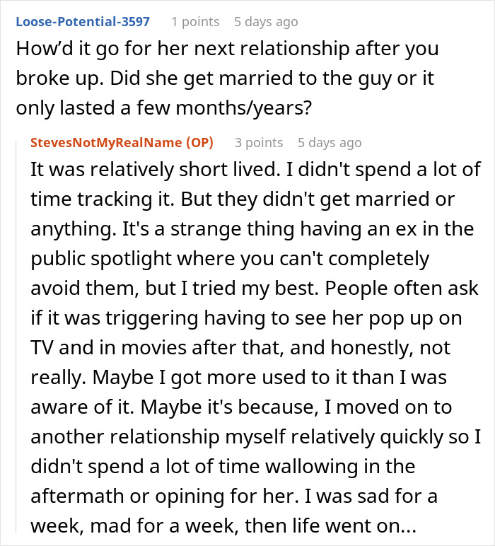 Reddit user describes what it was really like to date a famous actress, sharing personal relationship insights.