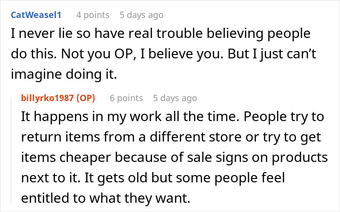 Screenshot of a Reddit conversation discussing a con artist stopped by a Dunkin' Donuts customer who finds loopholes. Screenshot of a Reddit conversation discussing a con artist stopped by a Dunkin' Donuts customer who finds loopholes.