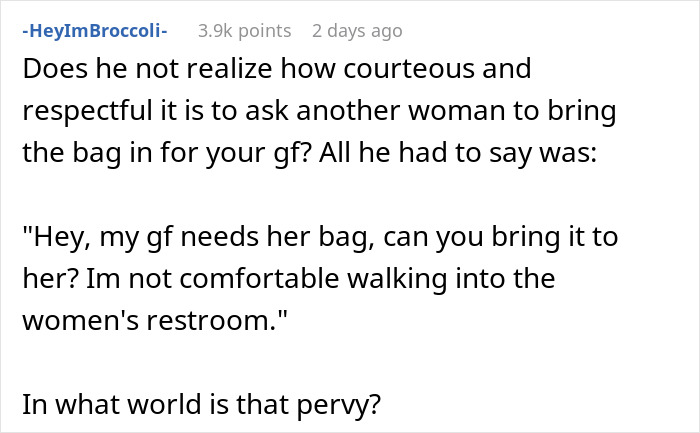 Comment discussing refusal to hand period pad and tissues leading to dumping boyfriend over disrespect. Comment discussing refusal to hand period pad and tissues leading to dumping boyfriend over disrespect.