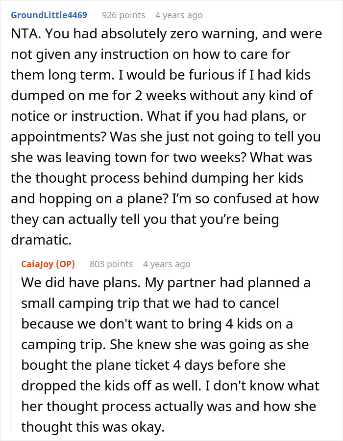 Reddit comments discussing an aunt unexpectedly trapped in a two week babysitting nightmare with SIL’s kids. Reddit comments discussing an aunt unexpectedly trapped in a two week babysitting nightmare with SIL’s kids.