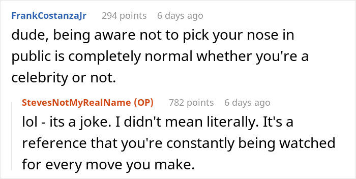 Screenshot of a Reddit conversation highlighting the challenges of dating a famous actress and constant public scrutiny.