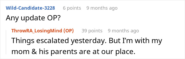 Screenshot of a Reddit conversation about a man&rsquo;s pregnancy assumptions leading to a heartbreaking cancer diagnosis update.