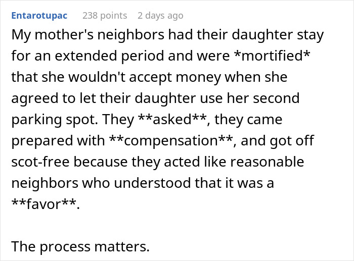 Text post highlighting a neighbor dispute about a teen parking on property and the mom defending him fiercely. Text post highlighting a neighbor dispute about a teen parking on property and the mom defending him fiercely.