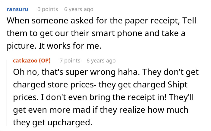 Online comments discussing a grocery Karen refusing to pay for extra items and demanding the shopper cover the bill.