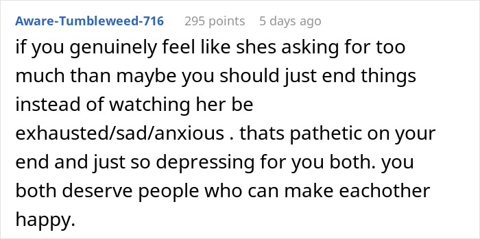 Reddit comment advising a man on making her feel what he feels after date leaves wife crying, highlighting relationship reality check.