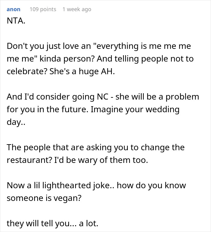 Pushy Vegan Gets Reality Check When Lady Refuses To Change Steakhouse Venue To Suit Her Preferences