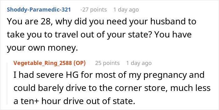 Reddit conversation about dropping baby off with ex-husband and demanding he take baby every other week custody debate.