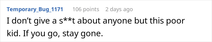 Screenshot of a social media comment expressing anger and support for a mom tired of her cheating husband and unwanted child.