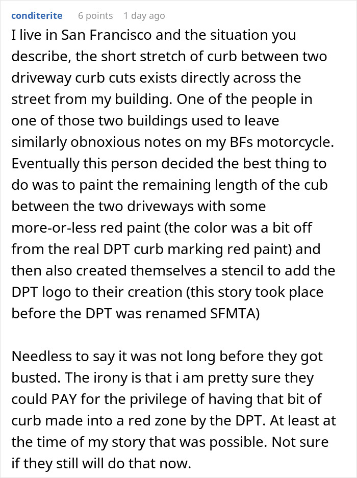 Resident leaves a nasty note on guest’s scooter, later reported for their own parking and curb violations incident. Resident leaves a nasty note on guest’s scooter, later reported for their own parking and curb violations incident.