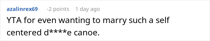 Screenshot of a Reddit comment discussing stopping a boyfriend&rsquo;s proposal at a best friend&rsquo;s wedding.