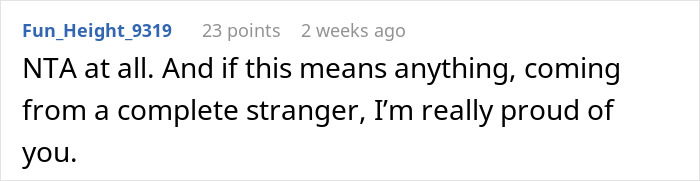 Screenshot of a social media comment expressing support for a woman refusing to wear a wig at brother’s wedding. Screenshot of a social media comment expressing support for a woman refusing to wear a wig at brother’s wedding.