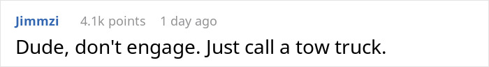 Text comment on social media warning against engaging with an entitled lady who keeps parking in a friendly neighbor's spot. Text comment on social media warning against engaging with an entitled lady who keeps parking in a friendly neighbor's spot.