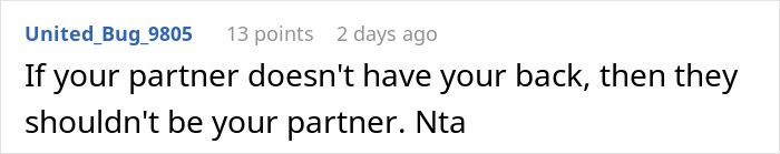 Comment text criticizing a partner for refusal to provide a period pad and tissues, reflecting relationship issues. Comment text criticizing a partner for refusal to provide a period pad and tissues, reflecting relationship issues.