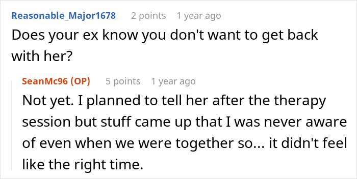 Comment thread discussing a man raising newborn alone and dealing with his ex reappearing years later, seeking forgiveness.