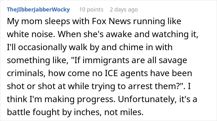 Screenshot of a Reddit comment about a parent dragging their child to a physical office and being escorted by security.