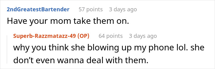 Screenshot of a Reddit conversation discussing family conflict after a brother&rsquo;s girlfriend brings chaos and cigarettes inside.